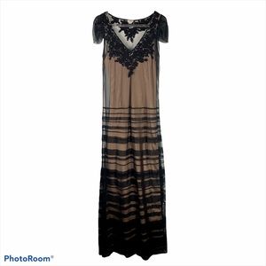 Elegant Black and Tan Lace Dress